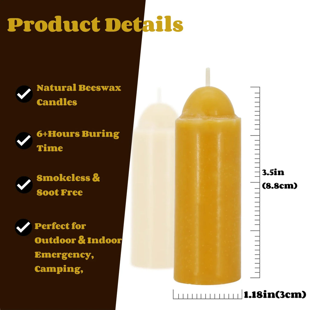 6-20PCS Handmade Beeswax Pillar Candles – Smokeless Emergency & Outdoor Camping Candle Set for UCO Lanterns