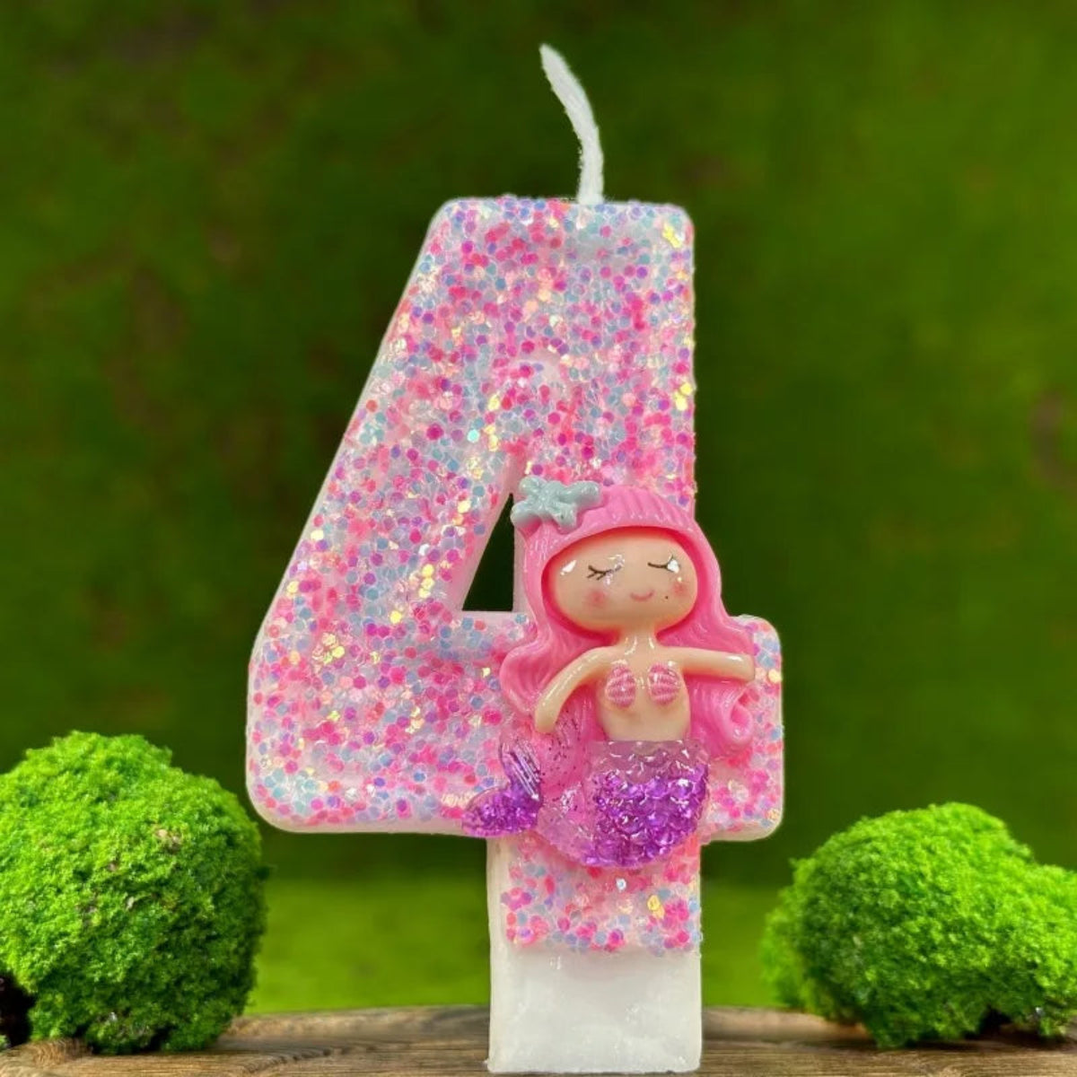 Pink Mermaid Birthday Candle – Creative Digital Cake Topper & Handmade Party Decoration
