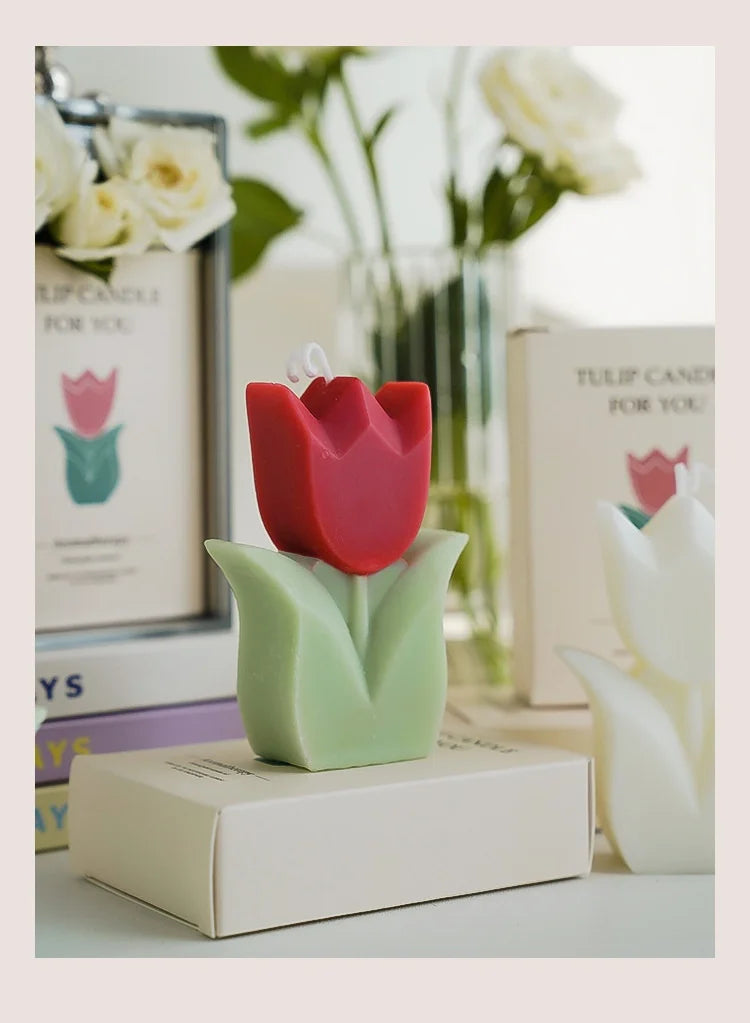 Cute Tulip Scented Candles, Simulated Plant Shapes, Handmade Diy Candles, Party Decorations, Christmas And Birthday Gifts