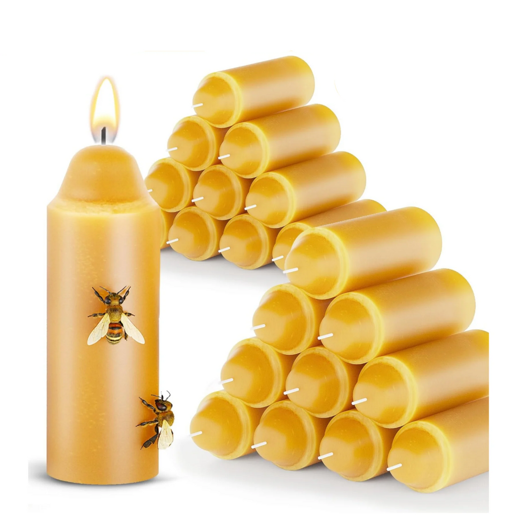 12-30PCS Handmade Beeswax Pillar Candles – Smokeless Emergency & Outdoor Candle Set for Table, Dinner, and UCO Use