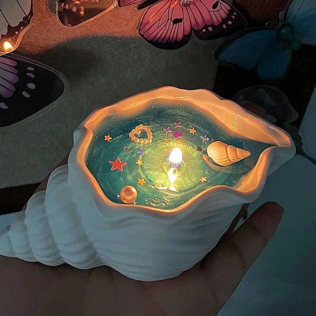 Handmade Sea Shell Aromatherapy Candle – Creative Starfish Scented Whirlpool Candle for Home Decor