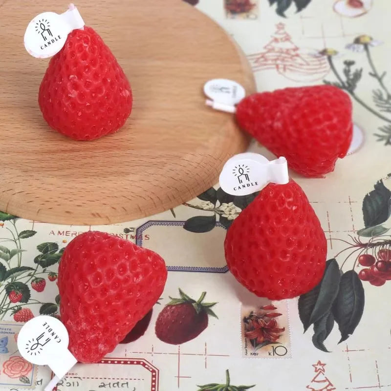 15pcs Strawberry Shaped Scented Candles Fruit Aroma Soy Wax Handmade Candle Home Valentine's Day Decoration Birthday Gifts