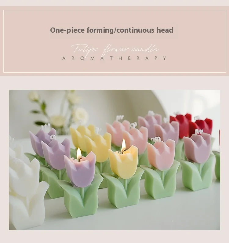 Cute Tulip Scented Candles, Simulated Plant Shapes, Handmade Diy Candles, Party Decorations, Christmas And Birthday Gifts