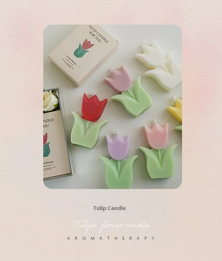 Cute Tulip Scented Candles, Simulated Plant Shapes, Handmade Diy Candles, Party Decorations, Christmas And Birthday Gifts