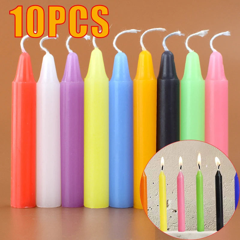 10PCS Exquisite Mini Taper Halloween Candle Mixed Colored Long Rod Christmas Candles Birthday Wedding Decorations Handmade Wax