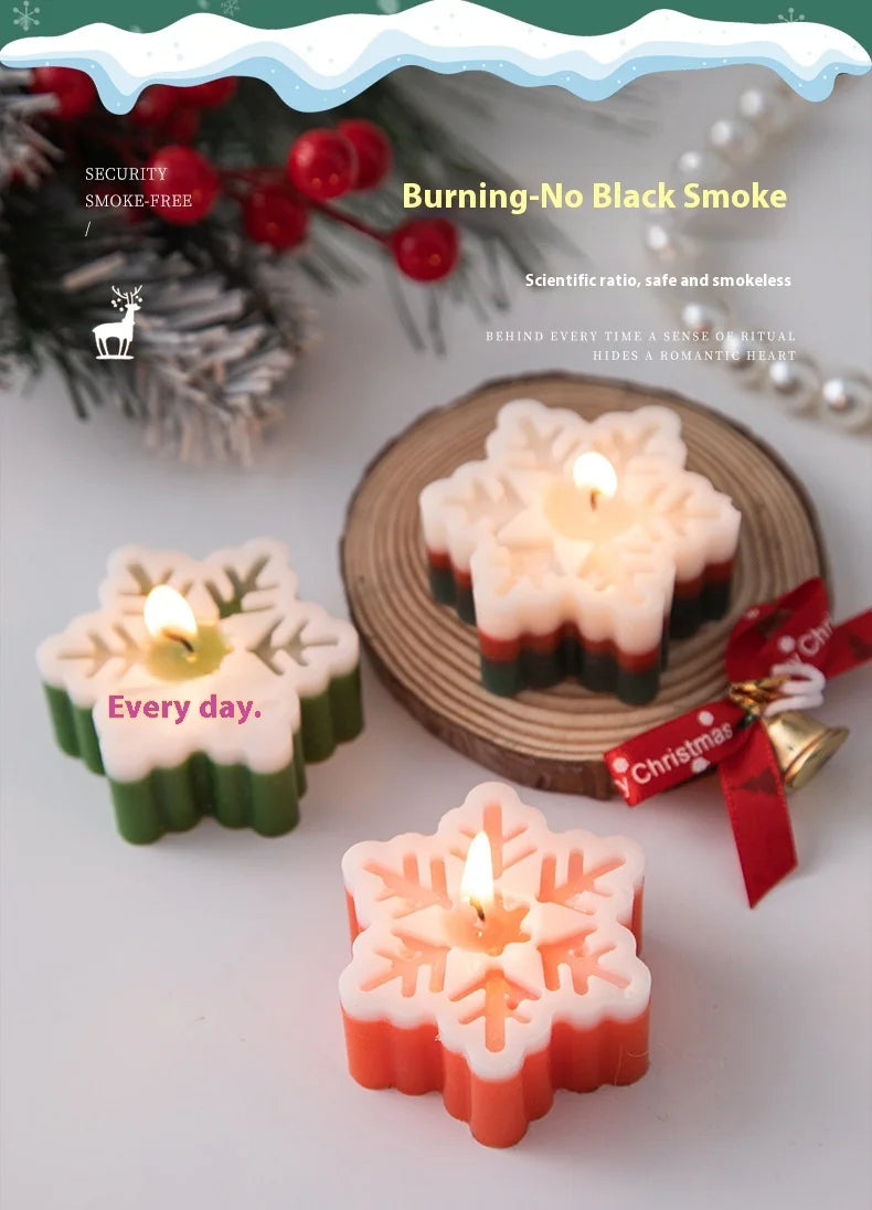 Handmade Christmas Snowflake Aromatherapy Candle – Creative Holiday Home Decoration and Gift Ornament