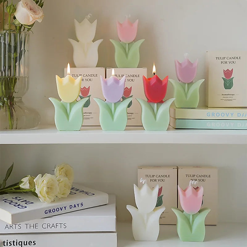 Cute Tulip Scented Candles, Simulated Plant Shapes, Handmade Diy Candles, Party Decorations, Christmas And Birthday Gifts