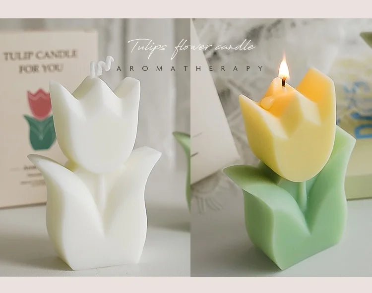Cute Tulip Scented Candles, Simulated Plant Shapes, Handmade Diy Candles, Party Decorations, Christmas And Birthday Gifts