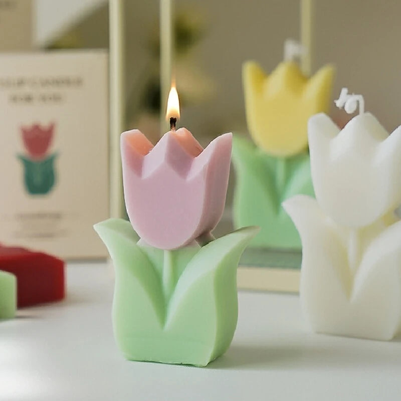 Cute Tulip Scented Candles, Simulated Plant Shapes, Handmade Diy Candles, Party Decorations, Christmas And Birthday Gifts