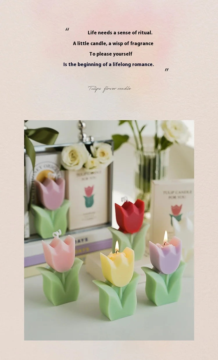 Cute Tulip Scented Candles, Simulated Plant Shapes, Handmade Diy Candles, Party Decorations, Christmas And Birthday Gifts