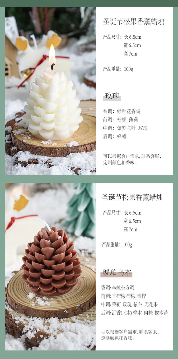 Handmade Pine Cone Scented Candles Creative Soy Wax Christmas Pine Cone Ornaments Pendants Ins Style Decoration Christmas Gifts