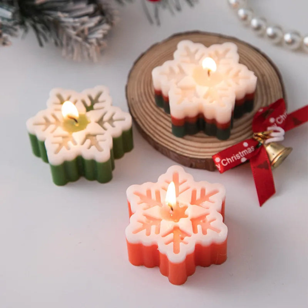 Handmade Christmas Snowflake Aromatherapy Candle – Creative Holiday Home Decoration and Gift Ornament