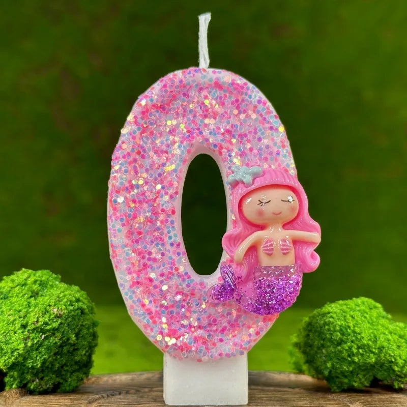 Pink Mermaid Birthday Candle – Creative Digital Cake Topper & Handmade Party Decoration