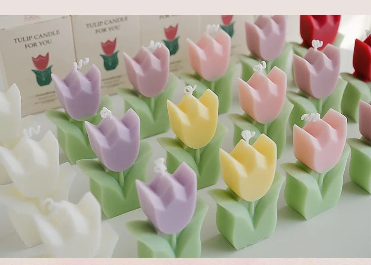 Cute Tulip Scented Candles, Simulated Plant Shapes, Handmade Diy Candles, Party Decorations, Christmas And Birthday Gifts