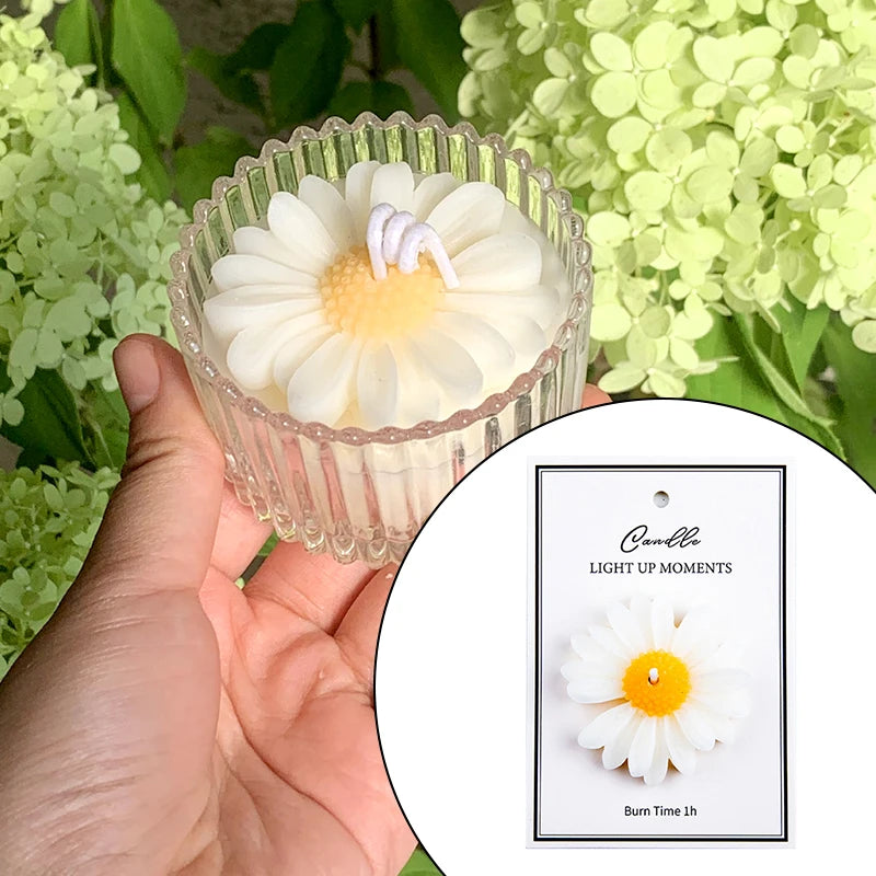 3D Daisy Candles Flower Scented Cup Candle Handmade Aromatherapy Floating Candle Birthday Party Festival Gift Wedding Home Decor