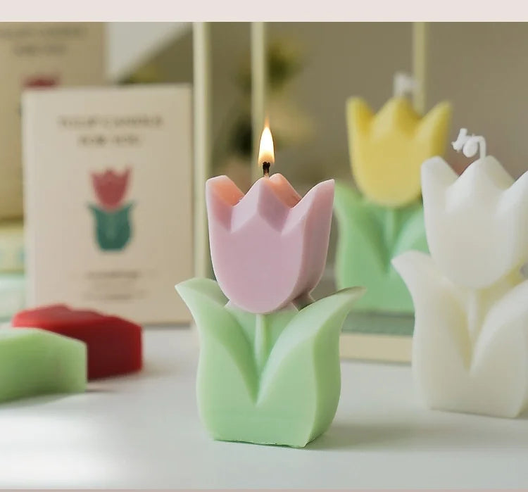 Cute Tulip Scented Candles, Simulated Plant Shapes, Handmade Diy Candles, Party Decorations, Christmas And Birthday Gifts