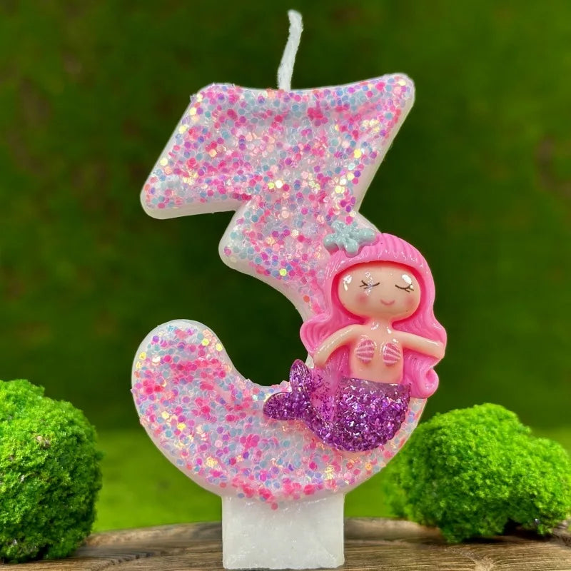 Pink Mermaid Birthday Candle – Creative Digital Cake Topper & Handmade Party Decoration