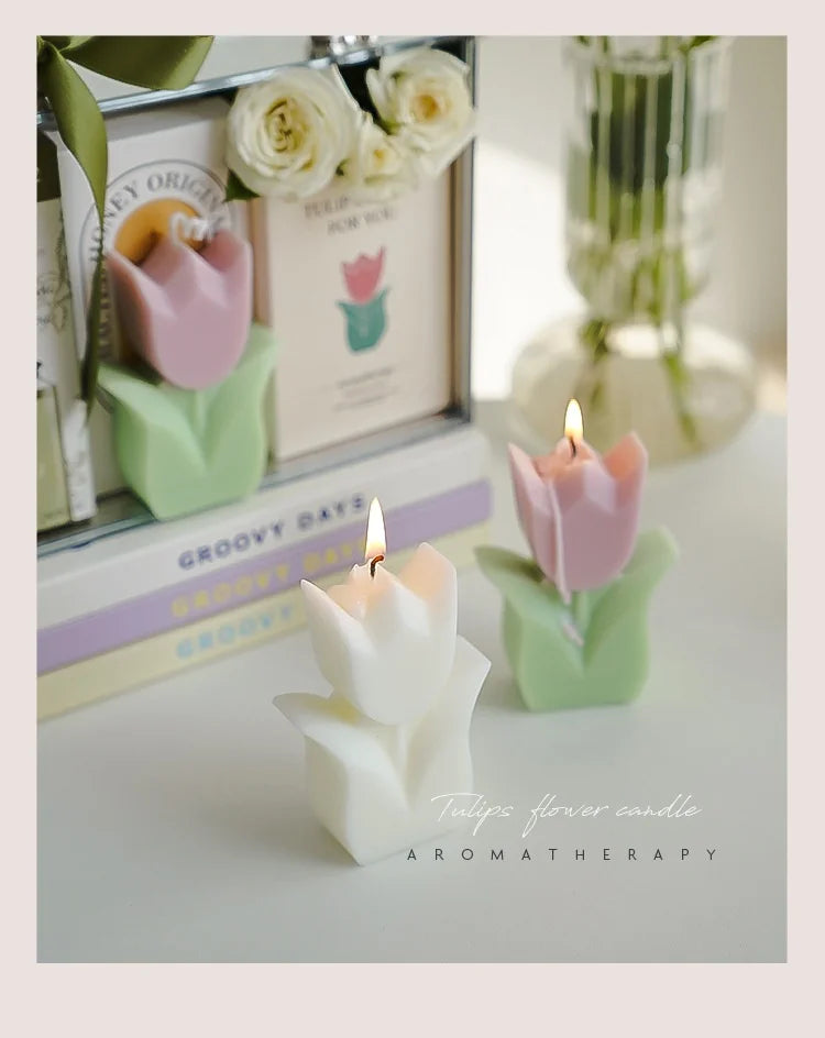 Cute Tulip Scented Candles, Simulated Plant Shapes, Handmade Diy Candles, Party Decorations, Christmas And Birthday Gifts