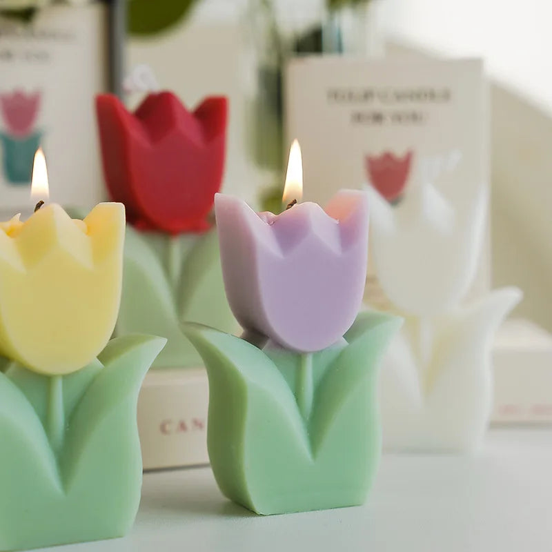 Cute Tulip Scented Candles, Simulated Plant Shapes, Handmade Diy Candles, Party Decorations, Christmas And Birthday Gifts