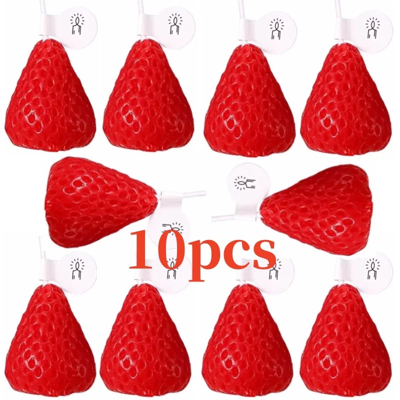 15pcs Strawberry Shaped Scented Candles Fruit Aroma Soy Wax Handmade Candle Home Valentine's Day Decoration Birthday Gifts