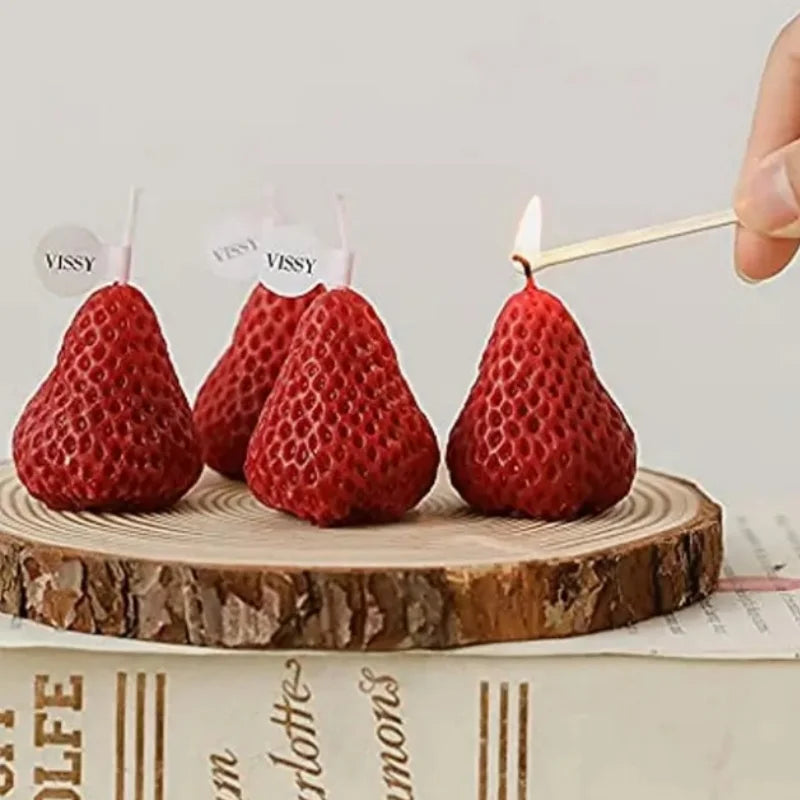 15pcs Strawberry Shaped Scented Candles Fruit Aroma Soy Wax Handmade Candle Home Valentine's Day Decoration Birthday Gifts