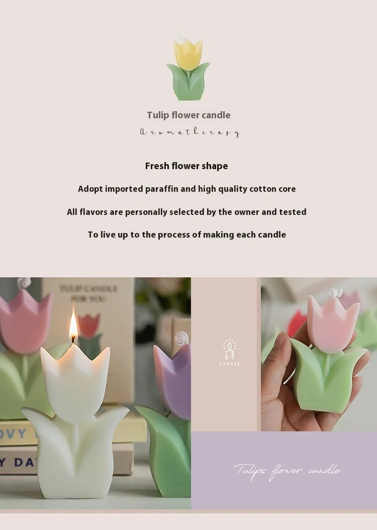 Cute Tulip Scented Candles, Simulated Plant Shapes, Handmade Diy Candles, Party Decorations, Christmas And Birthday Gifts