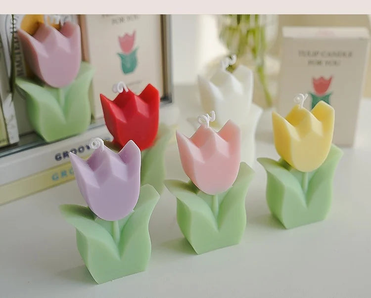 Cute Tulip Scented Candles, Simulated Plant Shapes, Handmade Diy Candles, Party Decorations, Christmas And Birthday Gifts