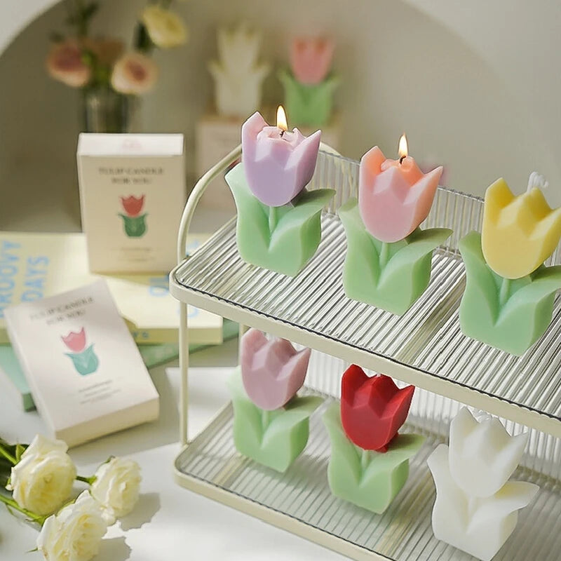 Cute Tulip Scented Candles, Simulated Plant Shapes, Handmade Diy Candles, Party Decorations, Christmas And Birthday Gifts