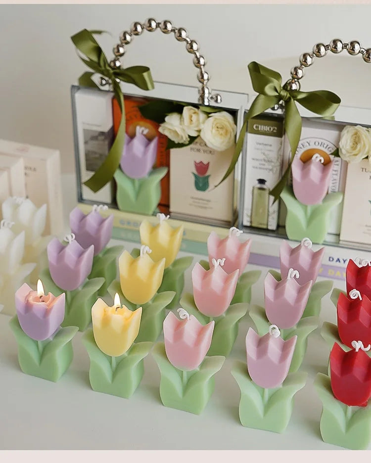 Cute Tulip Scented Candles, Simulated Plant Shapes, Handmade Diy Candles, Party Decorations, Christmas And Birthday Gifts