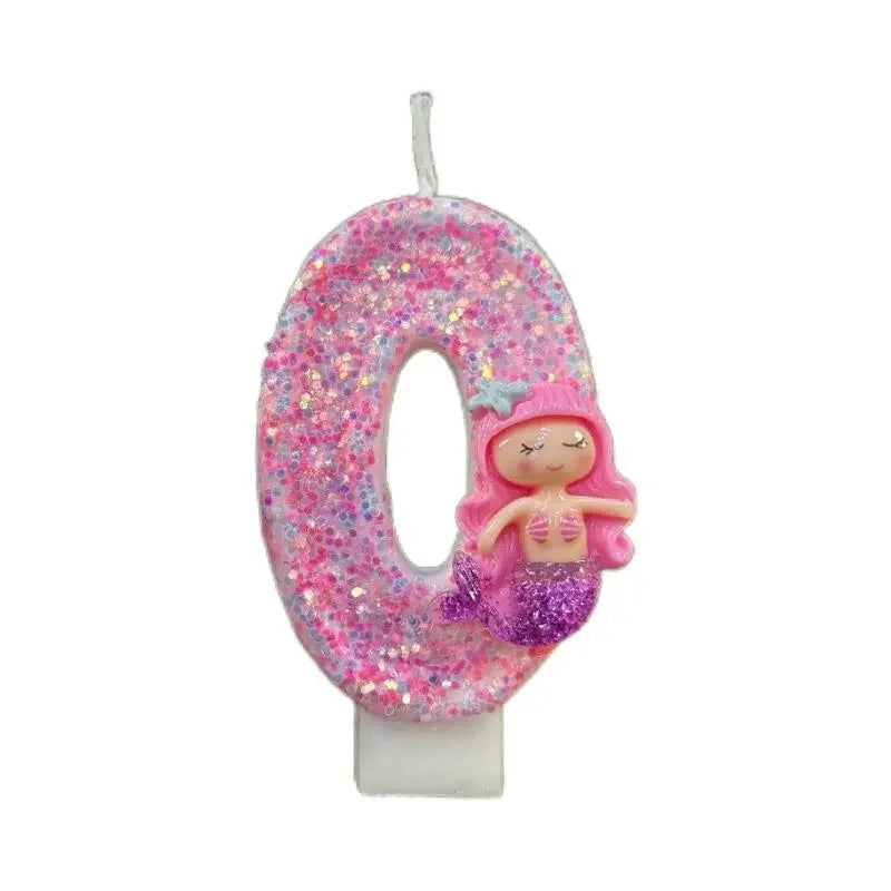Pink Mermaid Birthday Candle – Creative Digital Cake Topper & Handmade Party Decoration