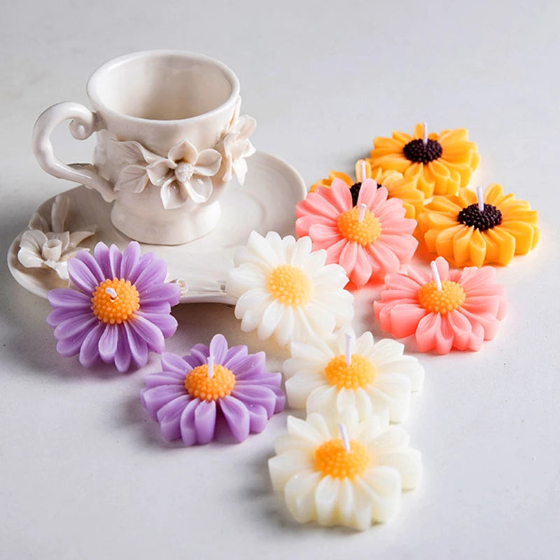 3D Daisy Candles Flower Scented Cup Candle Handmade Aromatherapy Floating Candle Birthday Party Festival Gift Wedding Home Decor