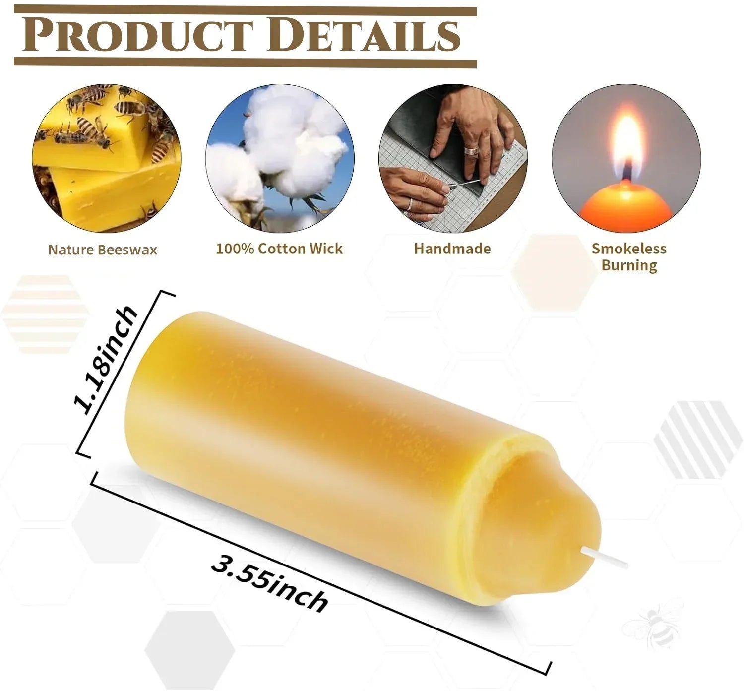 12-30PCS Handmade Beeswax Pillar Candles – Smokeless Emergency & Outdoor Candle Set for Table, Dinner, and UCO Use