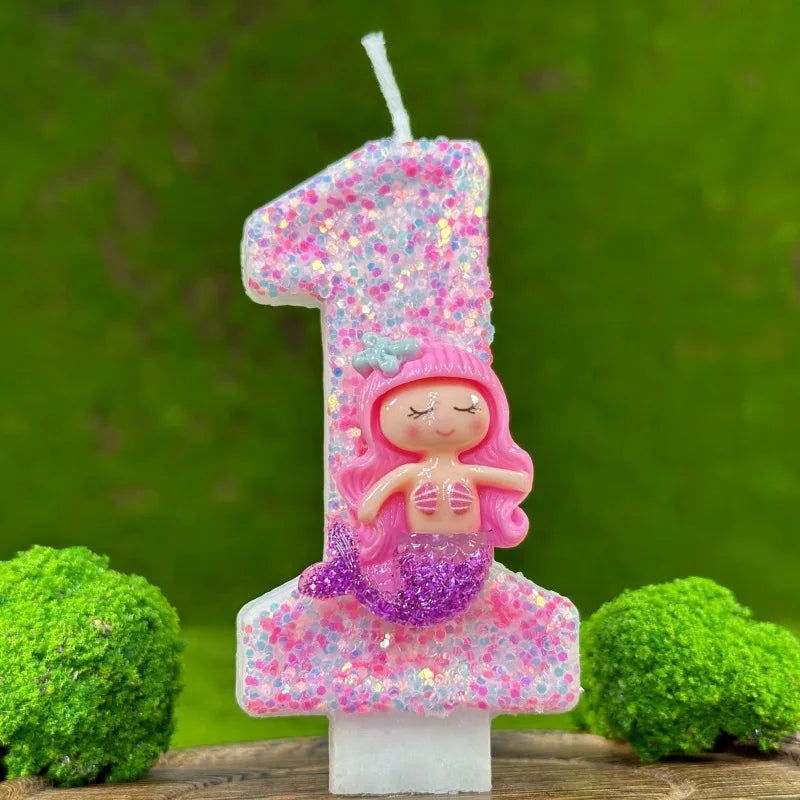 Pink Mermaid Birthday Candle – Creative Digital Cake Topper & Handmade Party Decoration