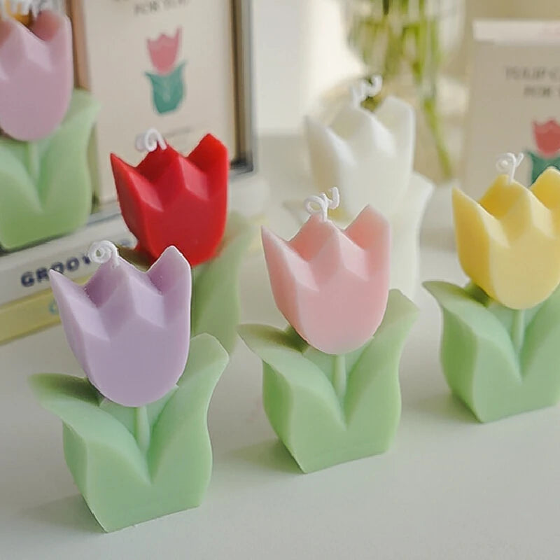 Cute Tulip Scented Candles, Simulated Plant Shapes, Handmade Diy Candles, Party Decorations, Christmas And Birthday Gifts