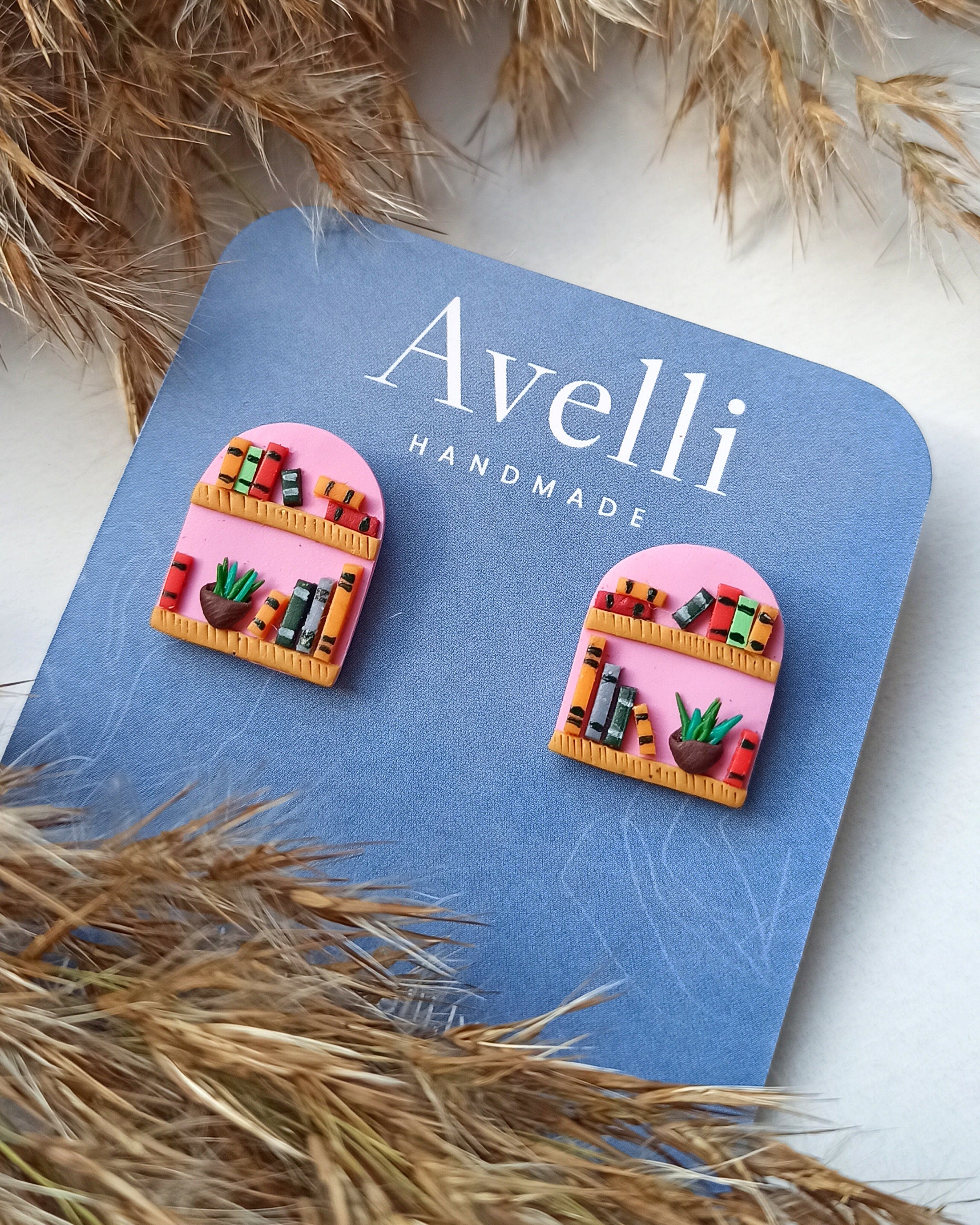 Book Studs/ Studs earrings/ Lightweight/ litterature Lover Gift/ Vintage style Jewelry/ gift for reader/Literary and Librarian Gift/ Pink