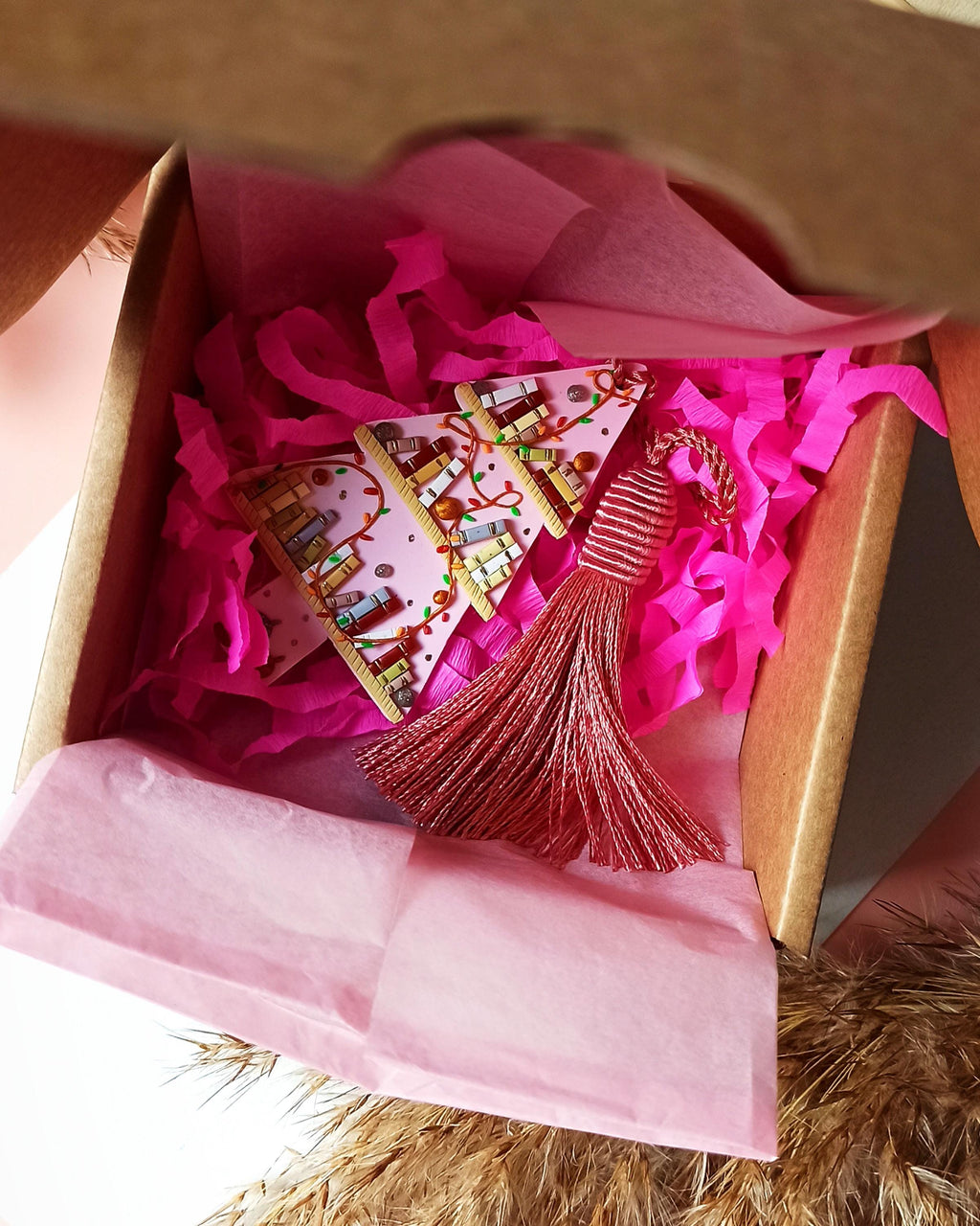 Pink Polymer Clay tree Bookmark, Gift for a Book Lover, Anniversary Gift, Birthday Gift  Friend, Custom Christmas reader, Book Lovers Club,