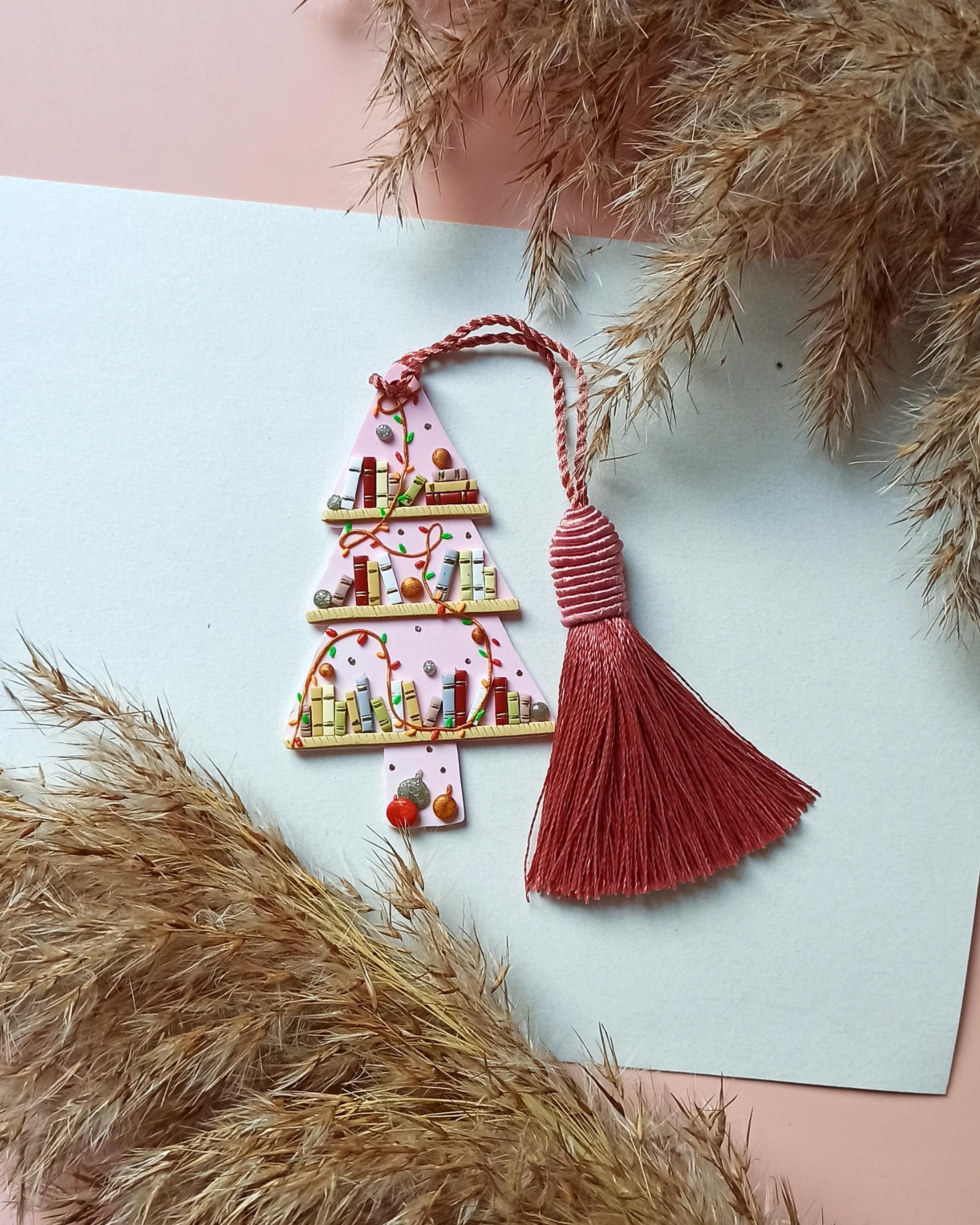 Pink Polymer Clay tree Bookmark, Gift for a Book Lover, Anniversary Gift, Birthday Gift  Friend, Custom Christmas reader, Book Lovers Club,