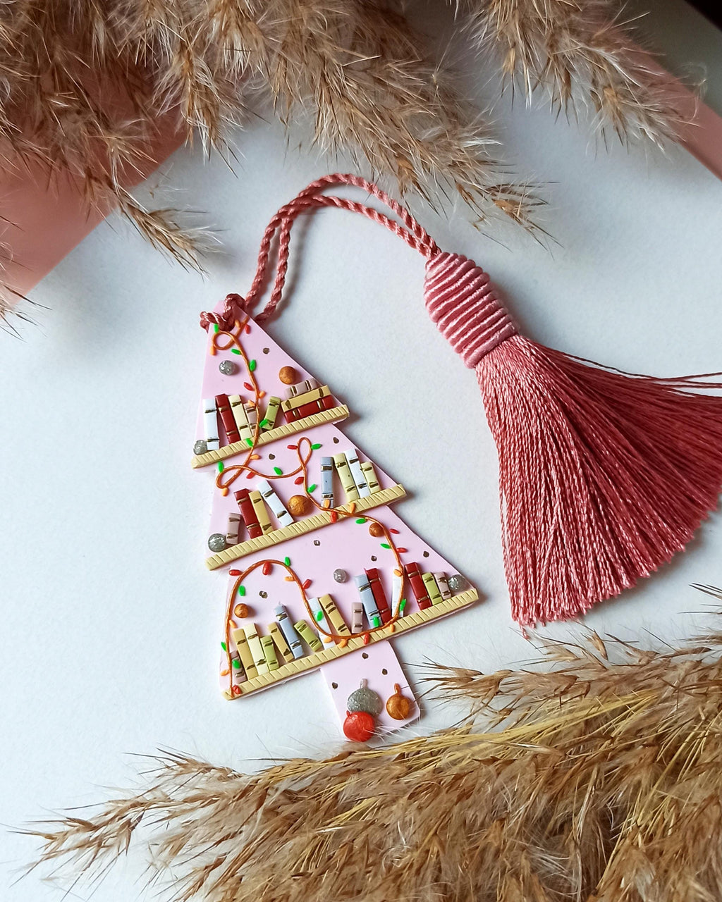 Pink Polymer Clay tree Bookmark, Gift for a Book Lover, Anniversary Gift, Birthday Gift  Friend, Custom Christmas reader, Book Lovers Club,