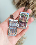 Avelli -LANDSCAPE EARRINGS: Coffee lover gift, polymer clay houses